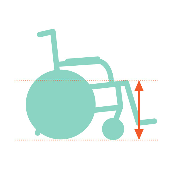 Illustration showing how to measure wheelchair seat to floor height.